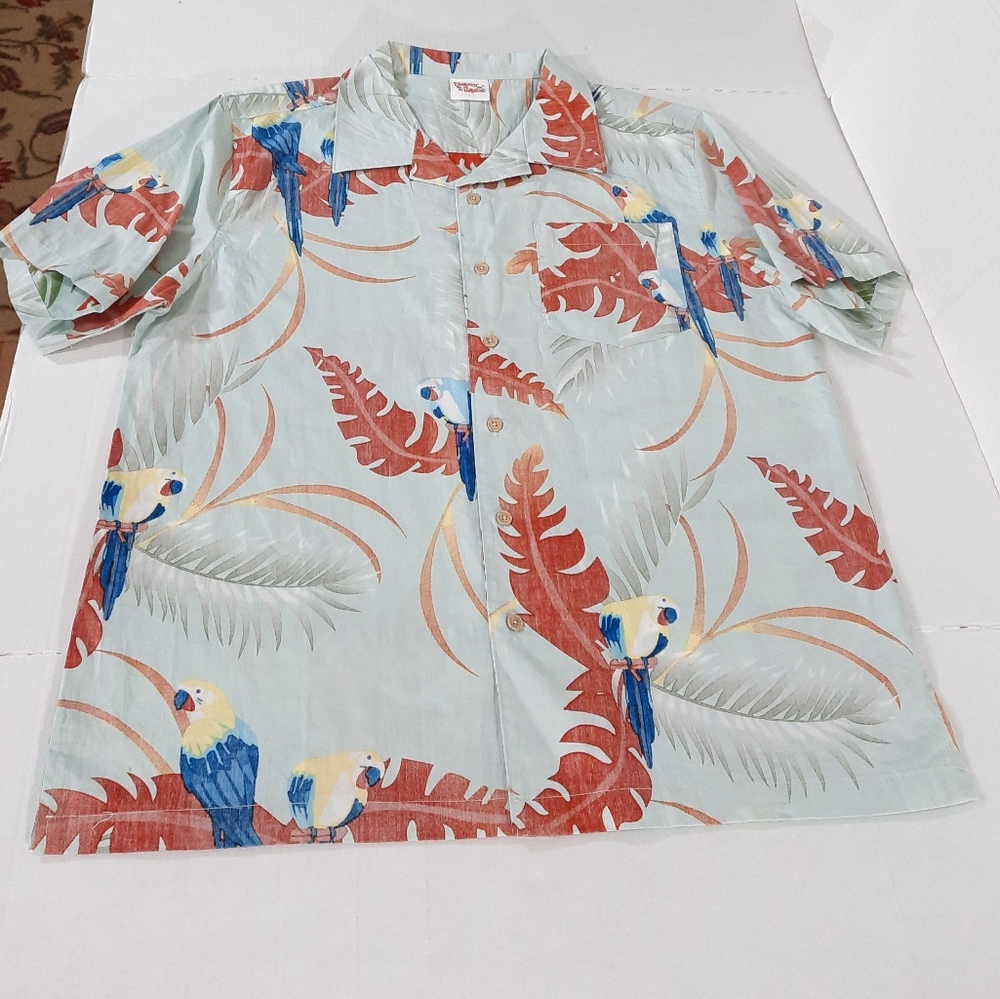 Barefoot in Paradise Parrots Leaves Hawaiian Shirt